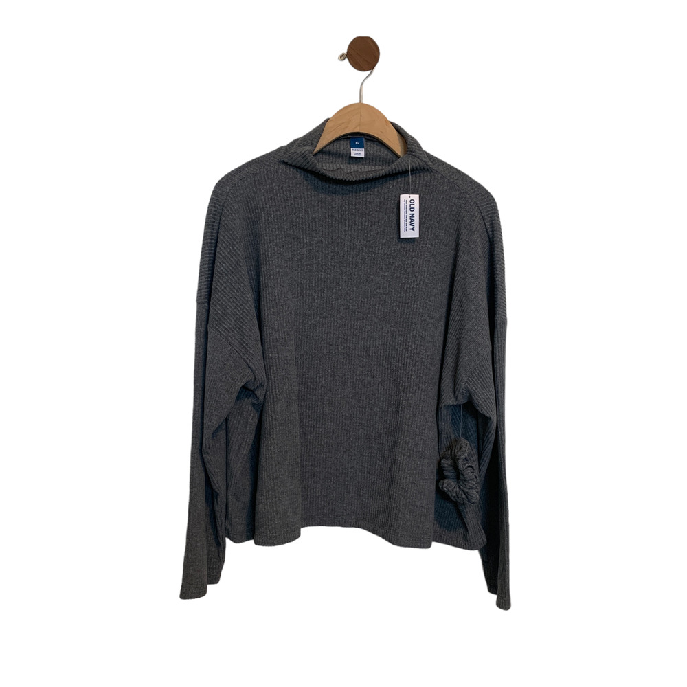 NWT Old Navy Long Sleeve Pullover Top Sweater Size XLGray Solid Mock-neck